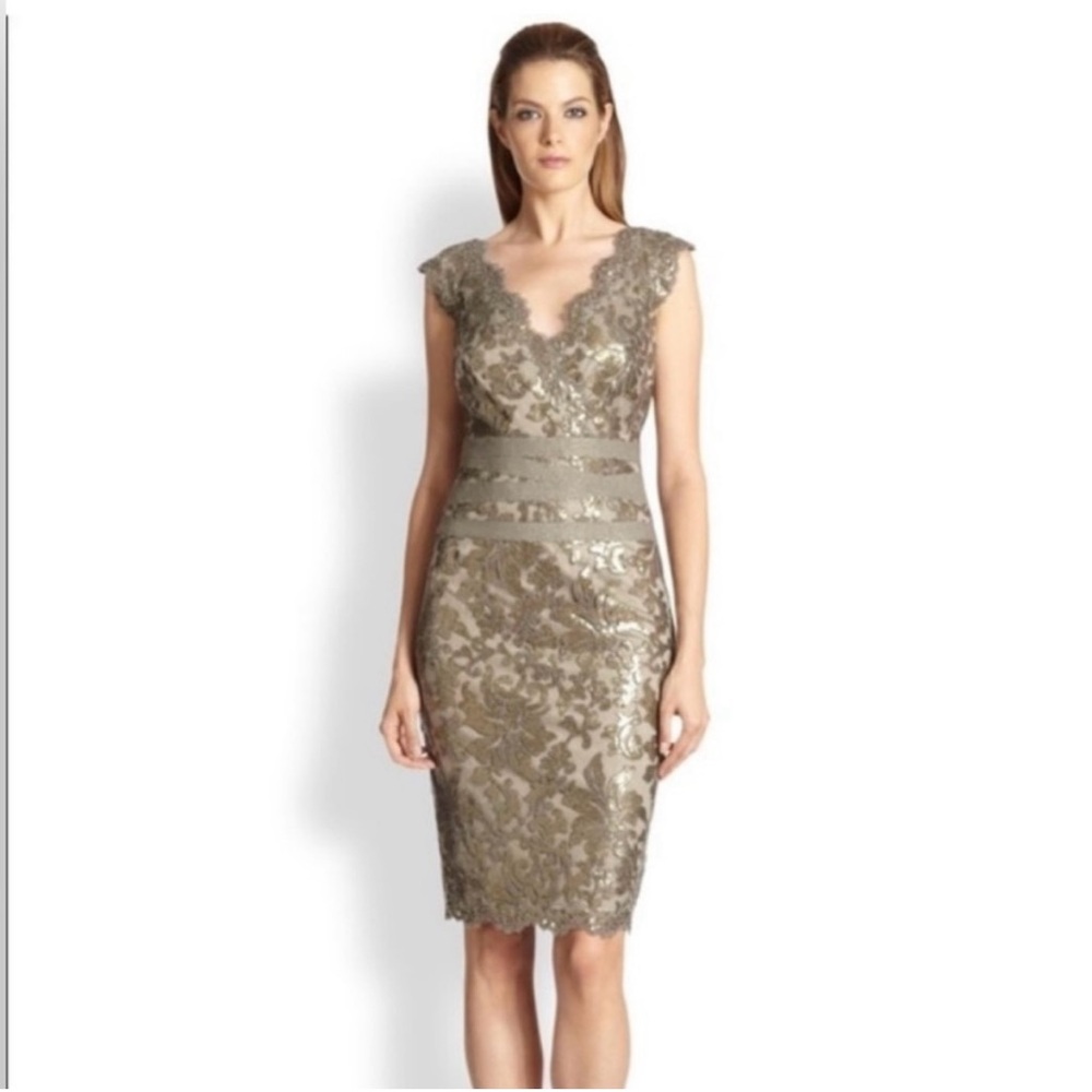 Tadashi Shoji Paillette embroidered sequin dress | size 4